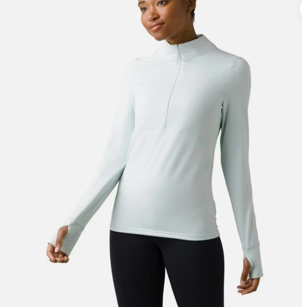 prAna Women's Ice Flow Half Zip Size Medium Frost Blue NWT Performance Jersey